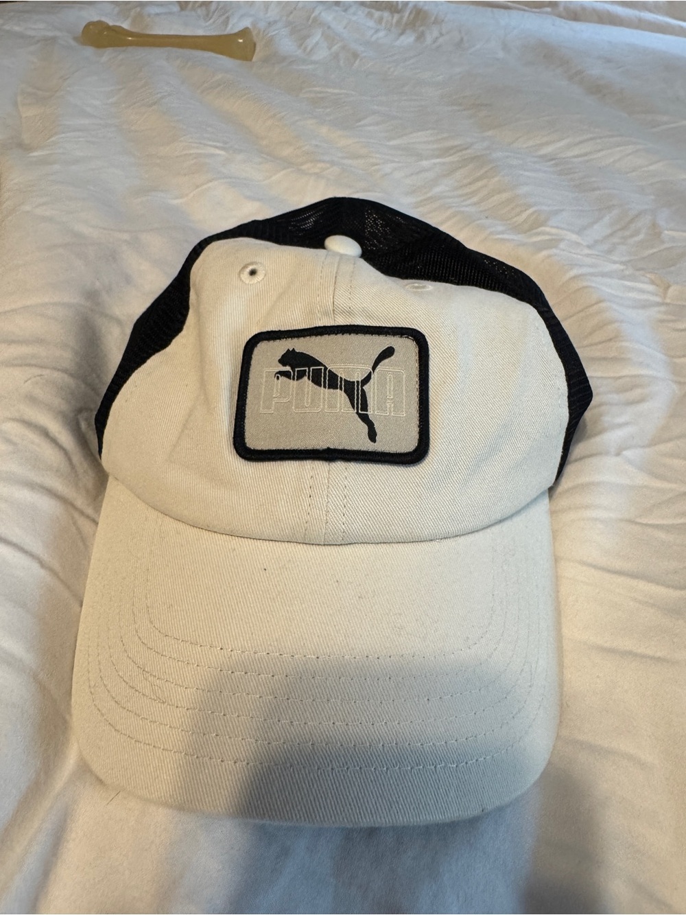 Puma Cream and Black Patch Mesh-Back Cap